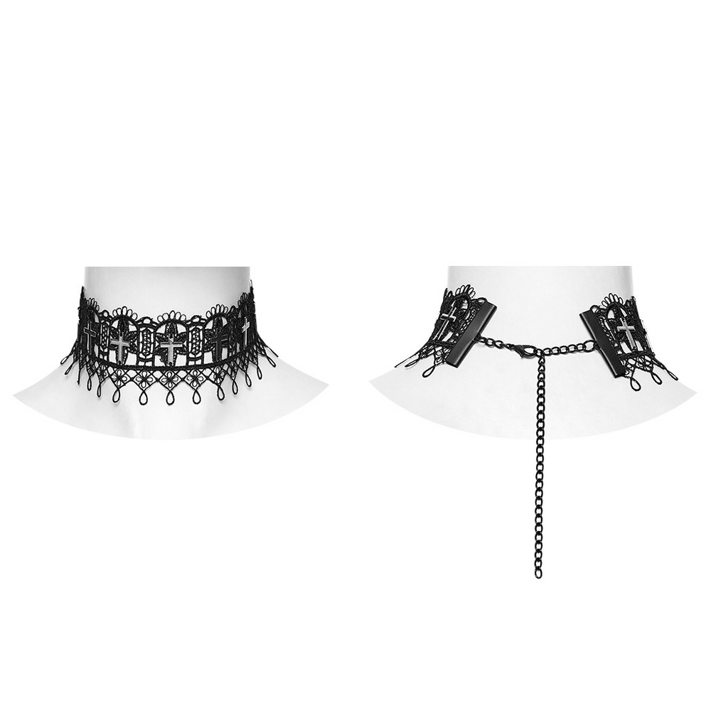 Cathedral Cross Lace Choker with Victorian Detail