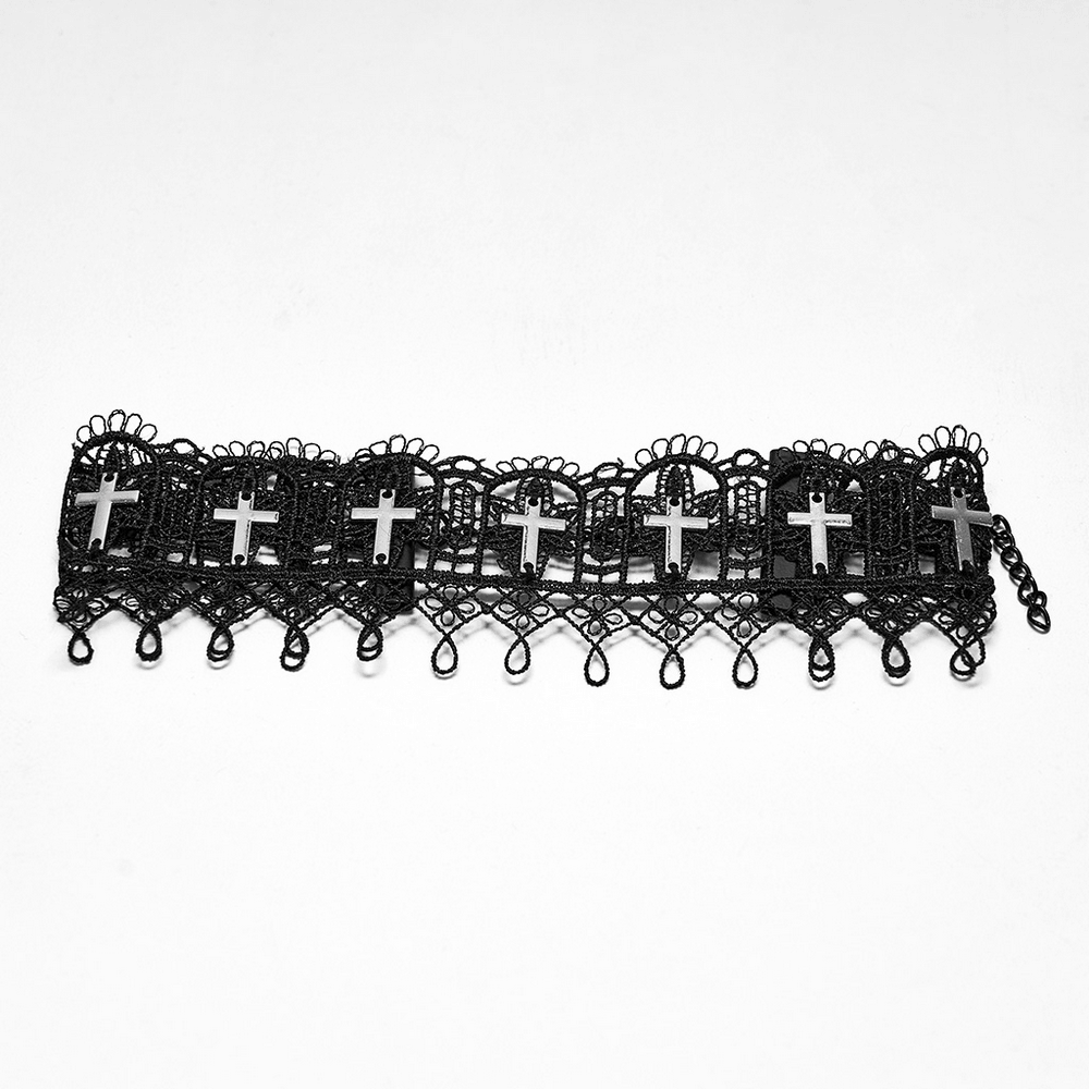 Cathedral Cross Lace Choker with Victorian Detail