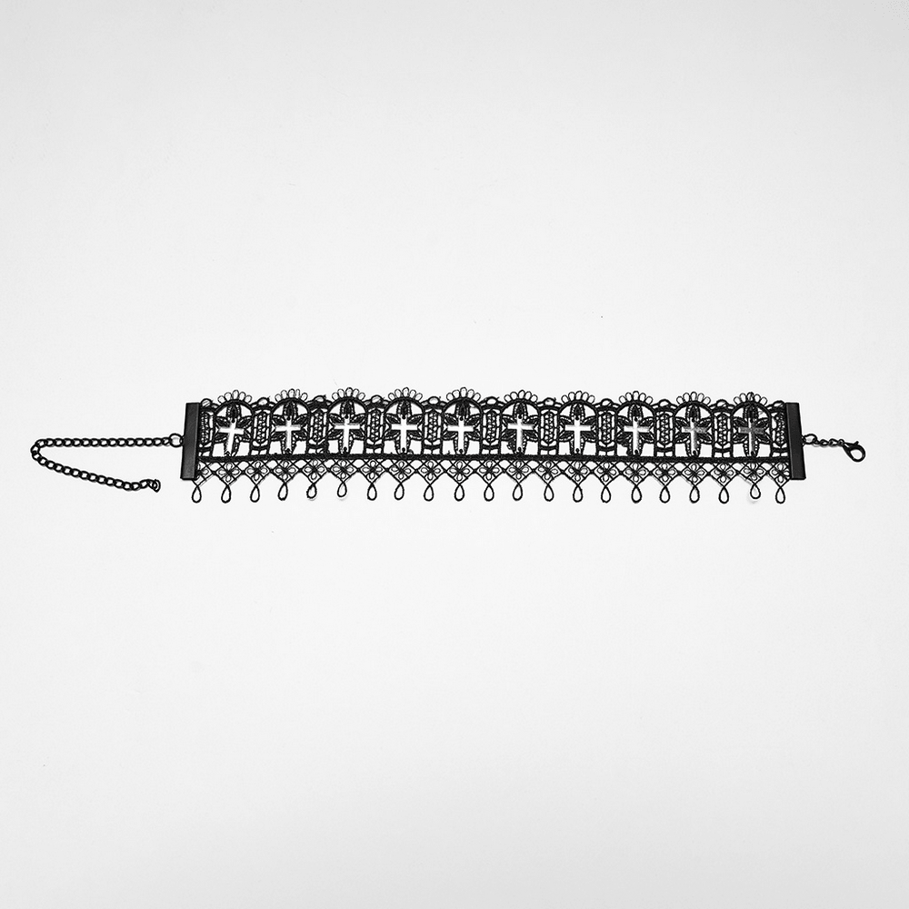 Cathedral Cross Lace Choker with Victorian Detail