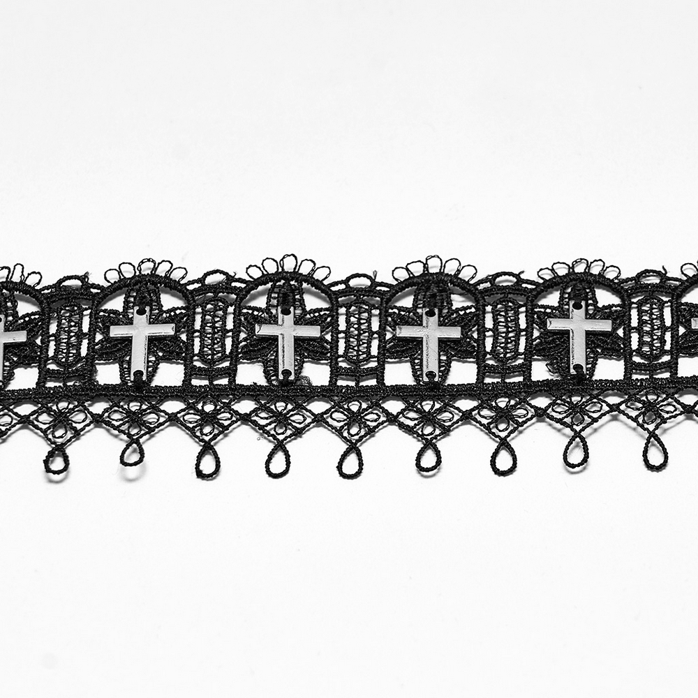 Cathedral Cross Lace Choker with Victorian Detail
