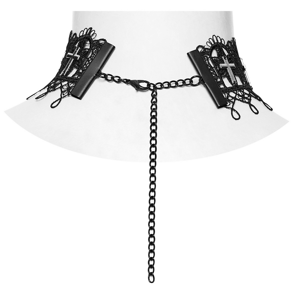 Cathedral Cross Lace Choker with Victorian Detail