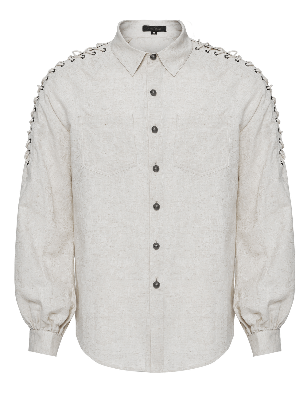Chain Embellished Gothic Linen Shirt for Men - HARD'N'HEAVY