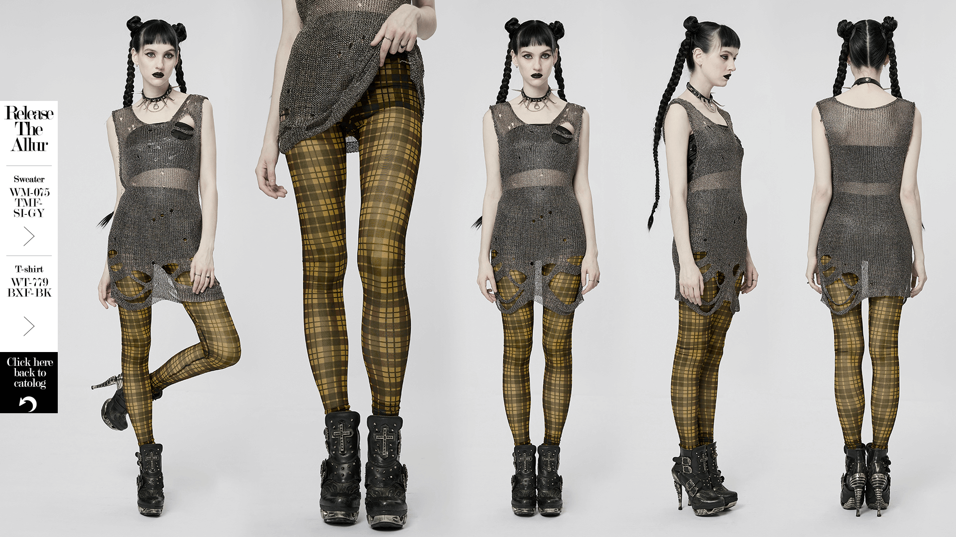 Checkered Punk Rock Stretch Mesh Leggings - HARD'N'HEAVY