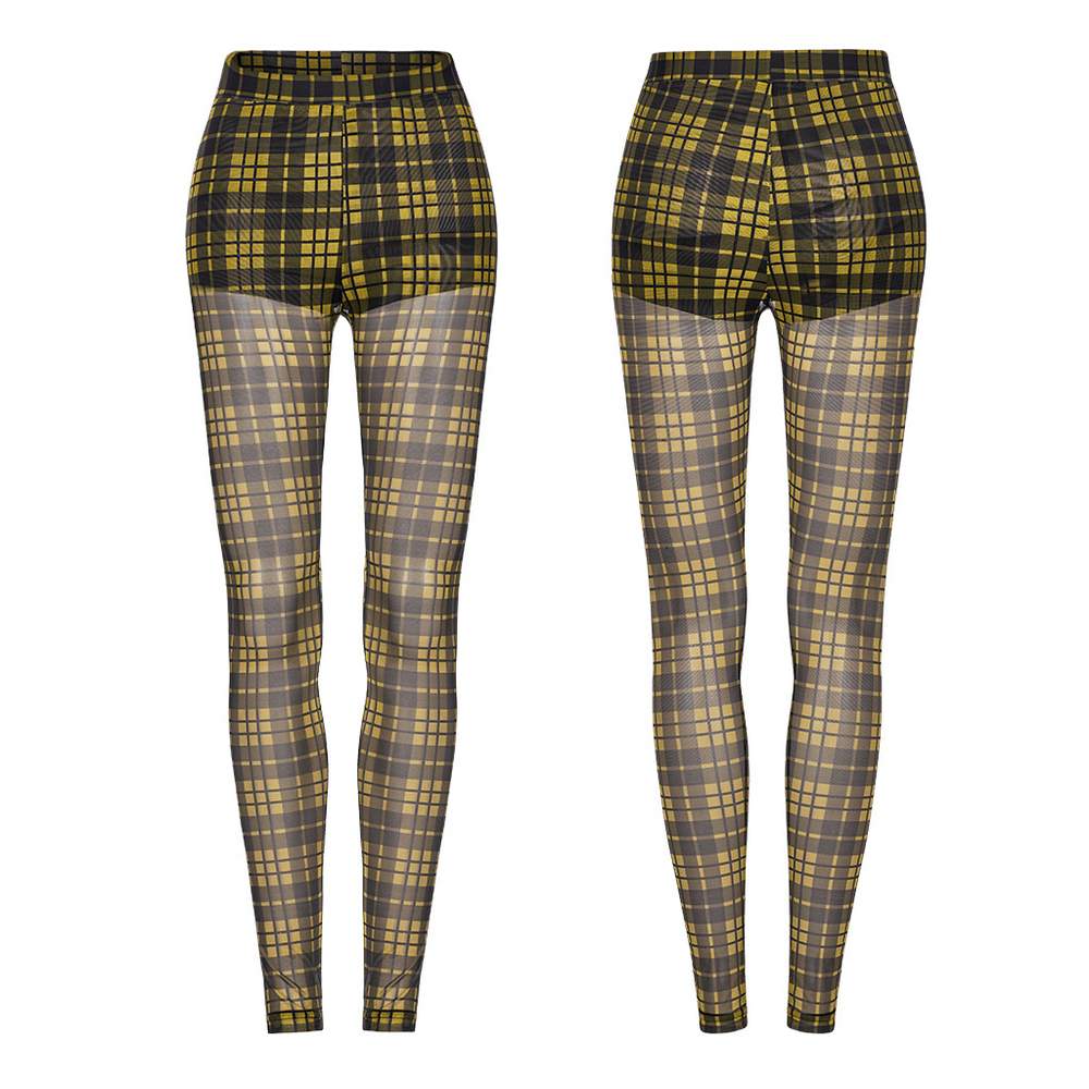 Checkered Punk Rock Stretch Mesh Leggings - HARD'N'HEAVY