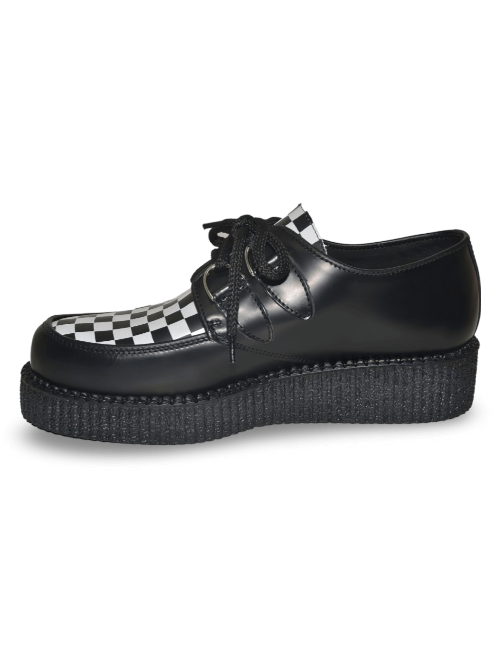 Checkerwork Black And White Creepers With Lace-Up