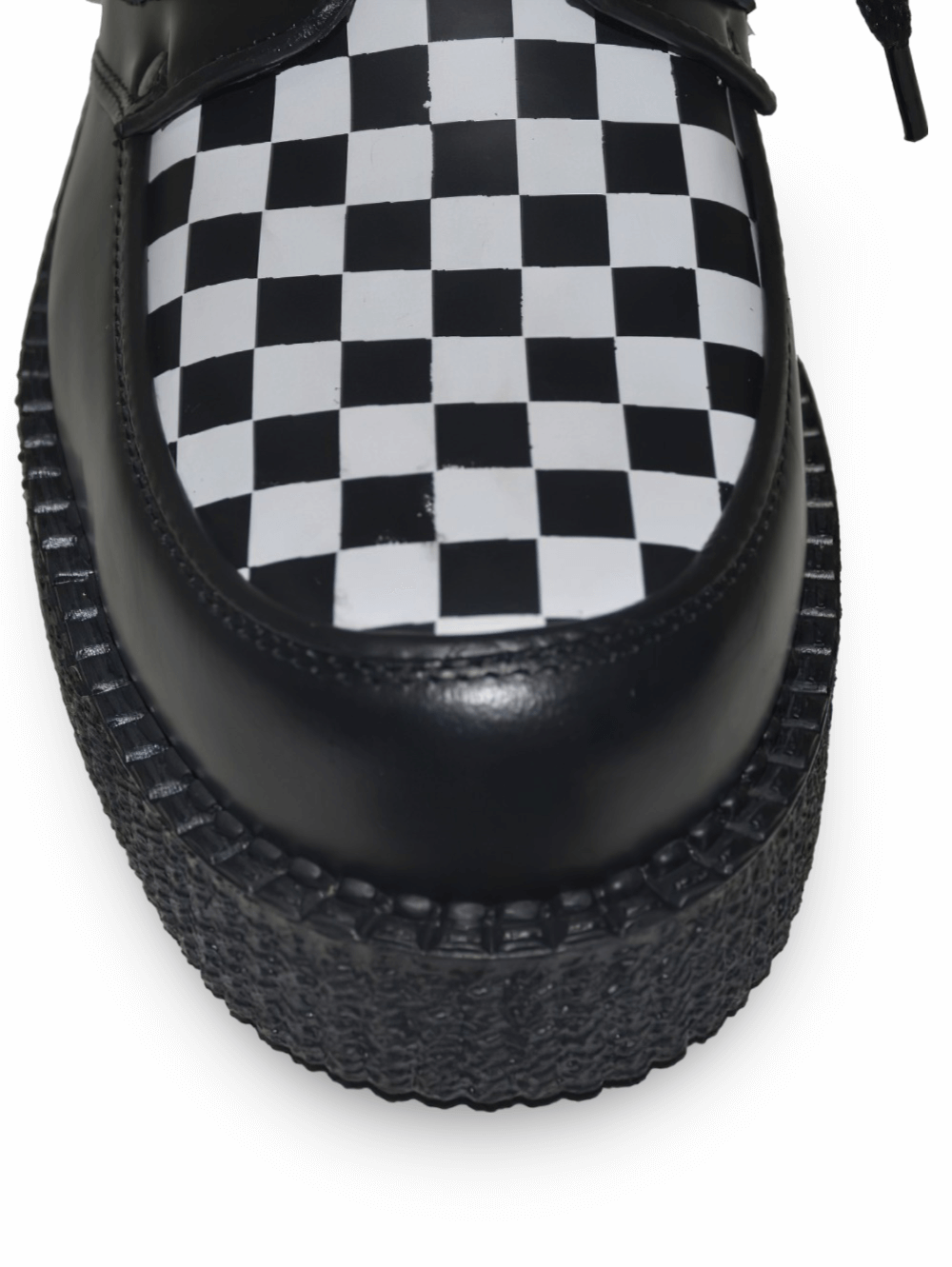 Checkerwork Black And White Creepers With Lace-Up