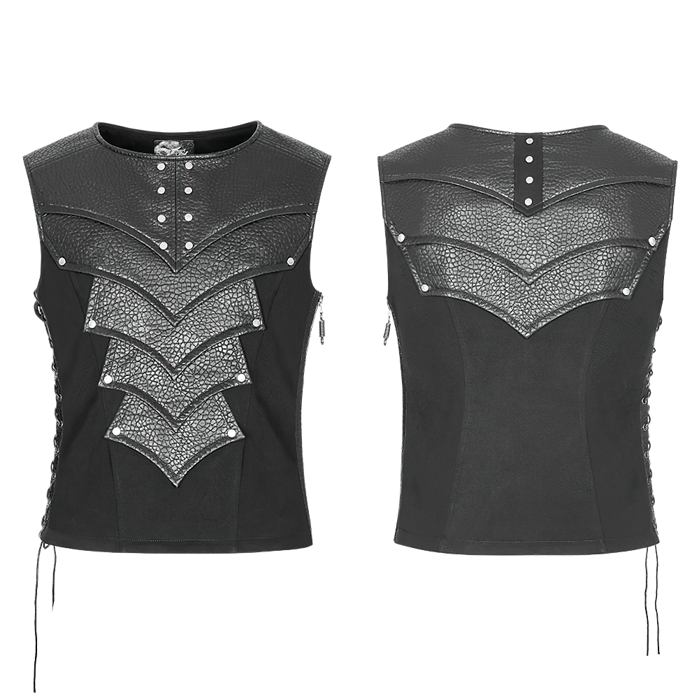 Stylish chest protector vest featuring adjustable side lacing and zipper for a secure fit, perfect for edgy fashion.