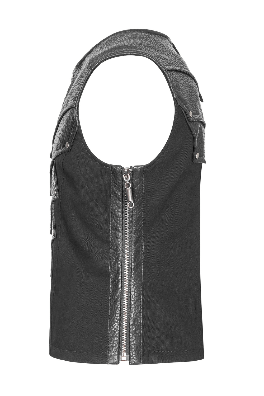 Chest protector vest with adjustable side lacing and zipper, perfect for comfort and style.