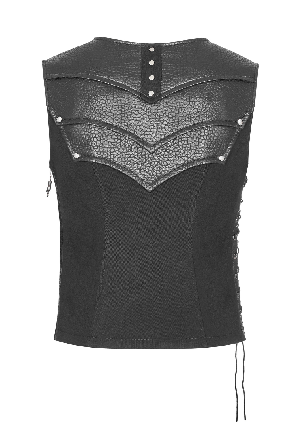 Stylish chest protector vest with adjustable side lacing and zipper, featuring unique textured design.