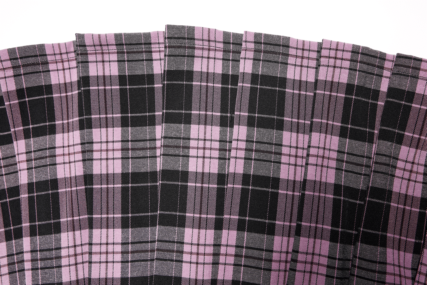 Chic A-line plaid fabric in purple and black, showcasing a trendy design for stylish skirts.