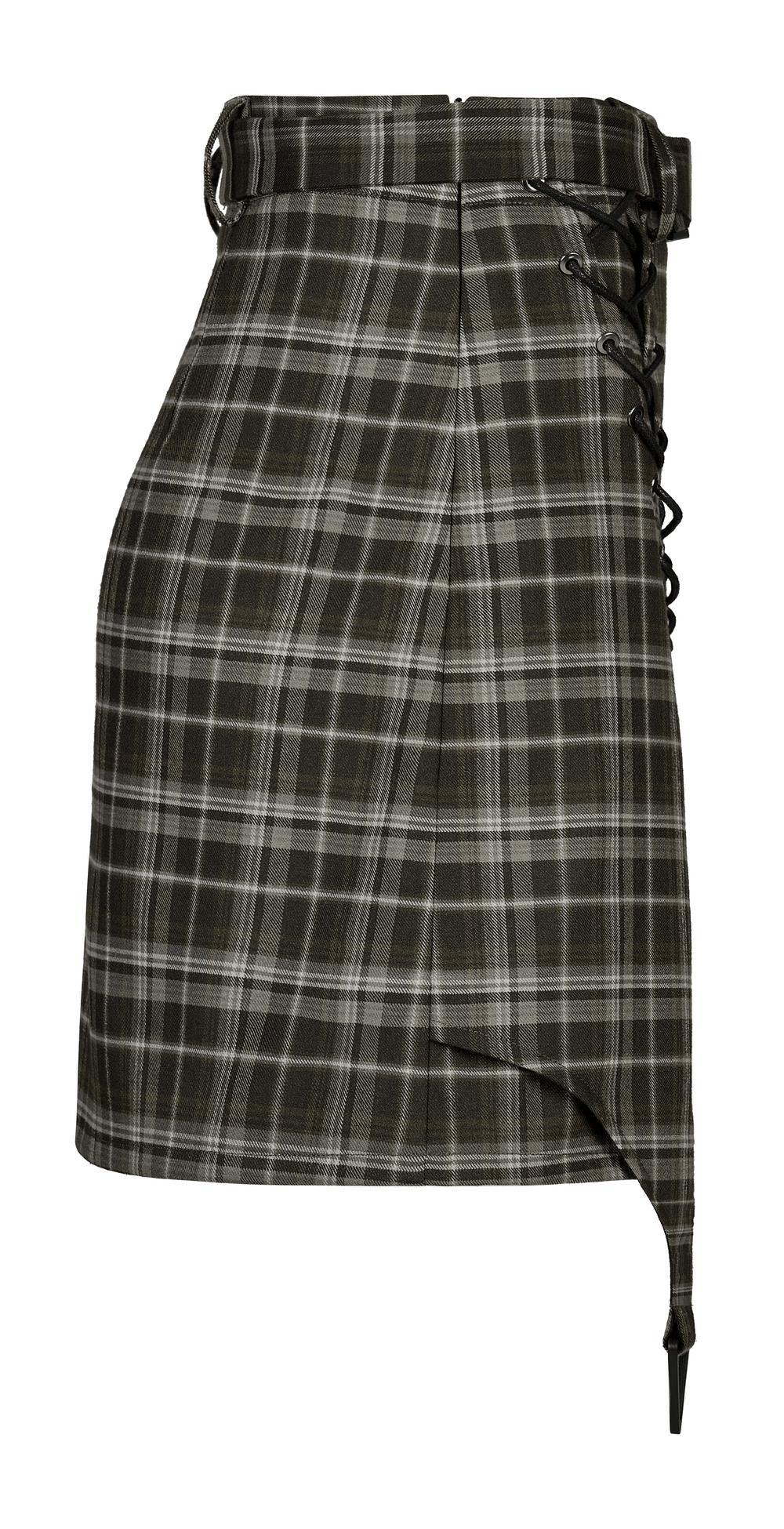 Chic Asymmetric Plaid Mini Skirt with Punk Detail