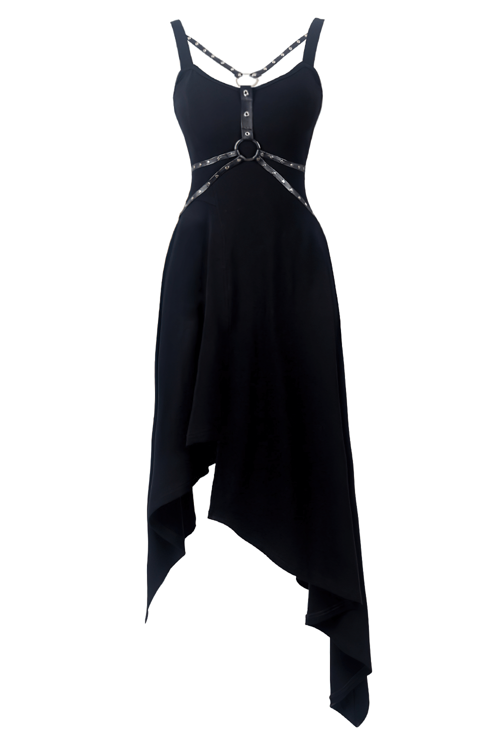 Chic Asymmetrical Dress with Strap and Chain Detailing