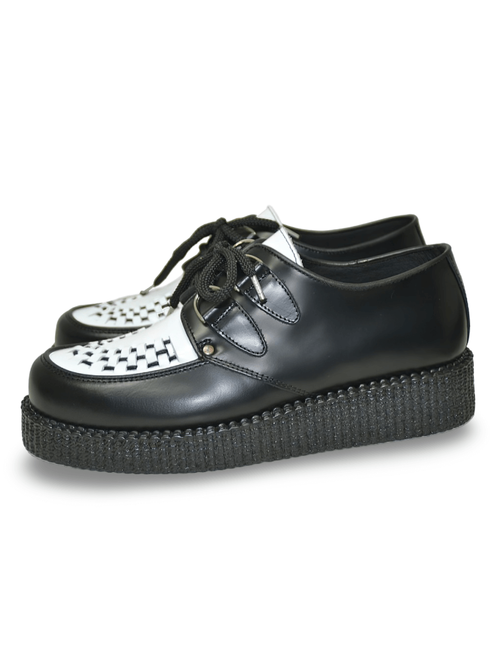 Chic Black and White Creepers with Rubber Sole