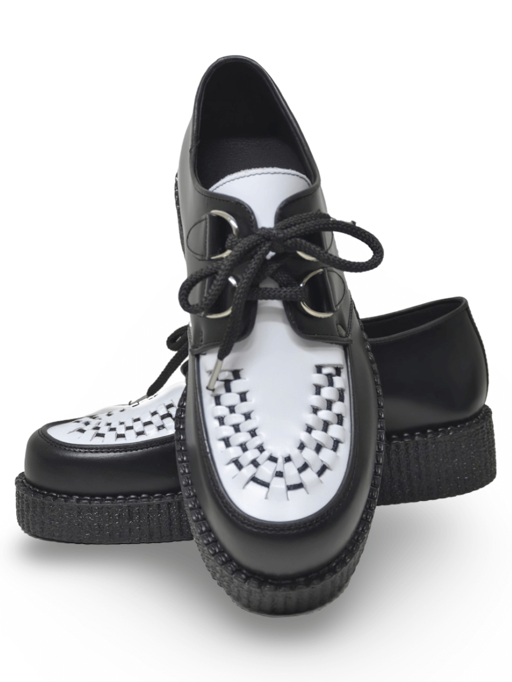 Chic Black and White Creepers with Rubber Sole