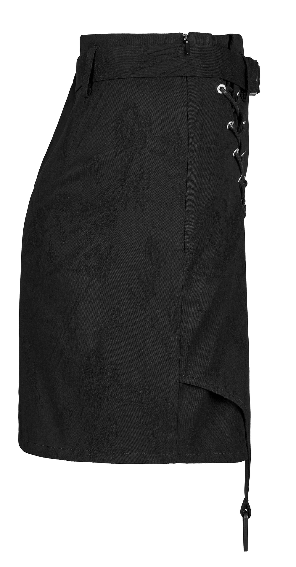 Chic Black Asymmetric Skirt with Lace-Up Accents