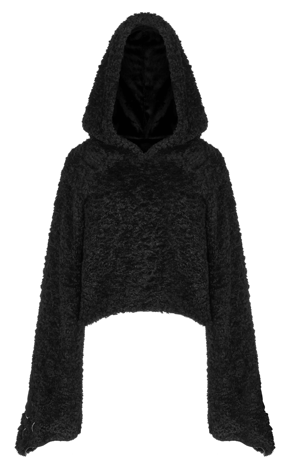 Chic Black Cat Paw Embroidered Hooded Pullover