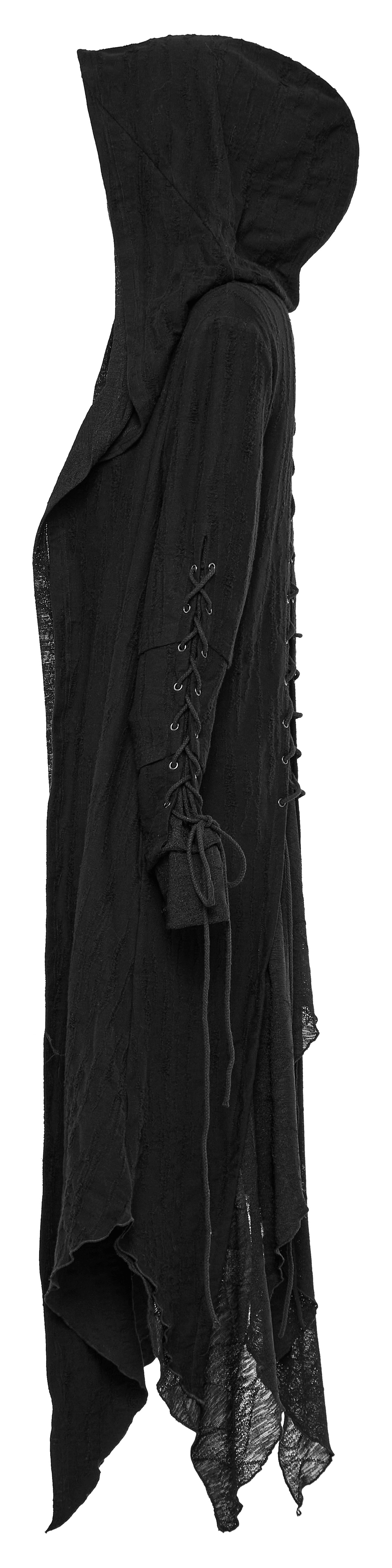 Chic Black Hooded Gothic Long Coat for Edgy Style - HARD'N'HEAVY