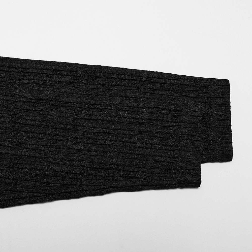 Stylish black knit fabric sleeve with textured design, perfect for layering in women's fashion.