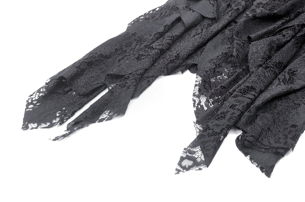 Chic Black Lace Asymmetrical Gothic Skirt - Edgy Elegance