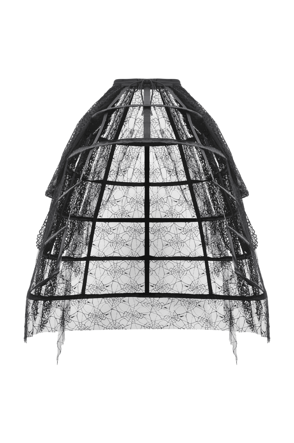 Falda estilo jaula de telaraña de encaje negro elegante para mujer
