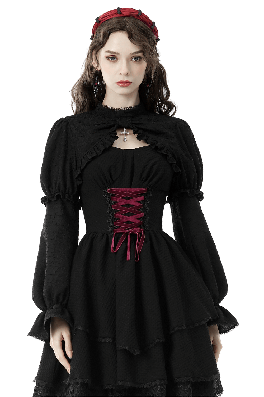 Chic Black Ruffle-Trim Bolero for Evening Elegance