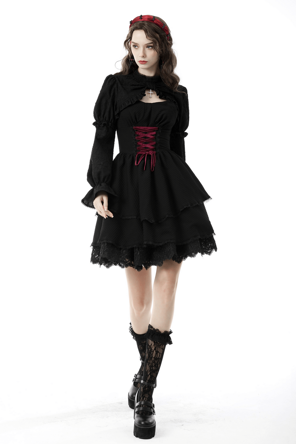 Chic Black Ruffle-Trim Bolero for Evening Elegance