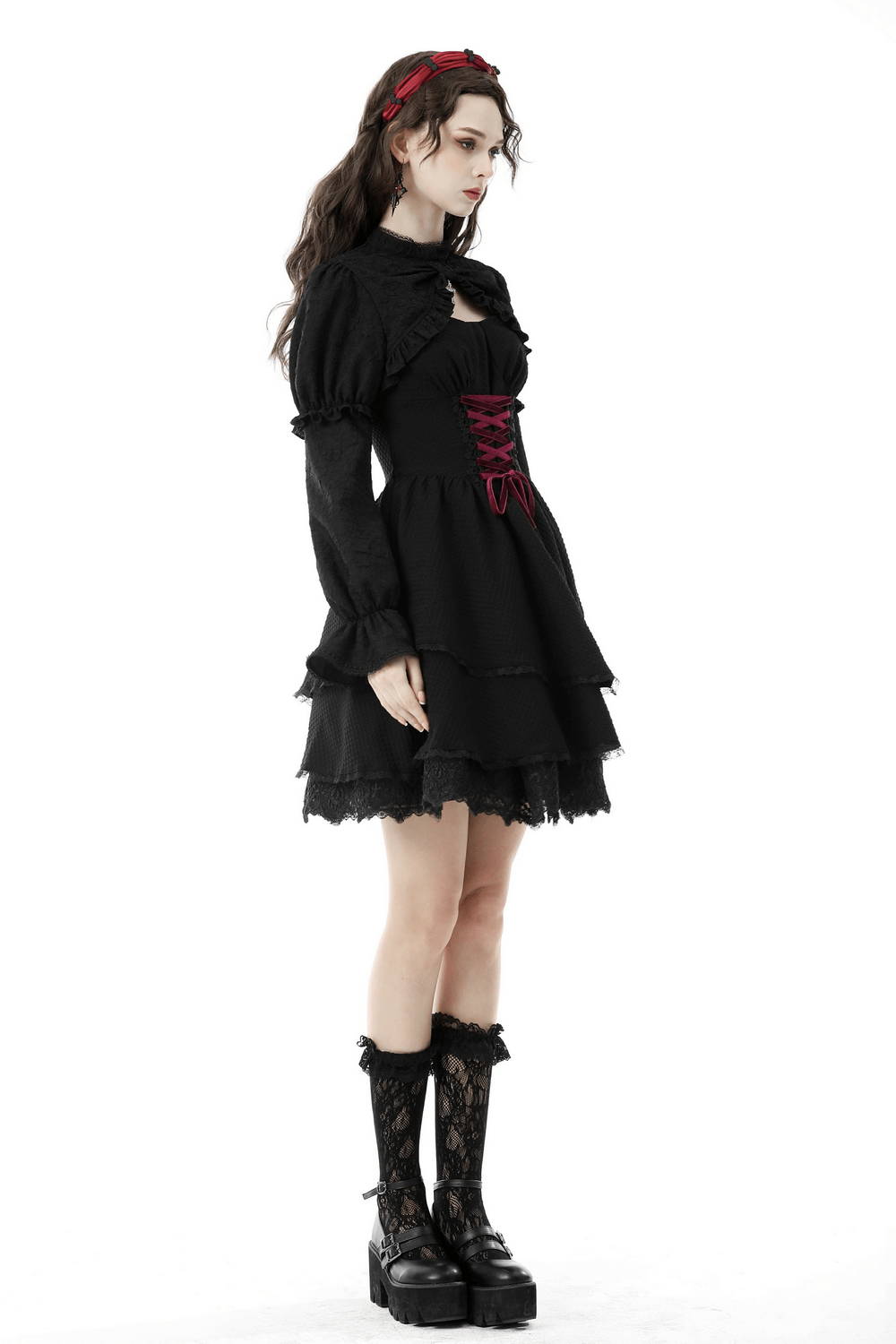 Chic Black Ruffle-Trim Bolero for Evening Elegance