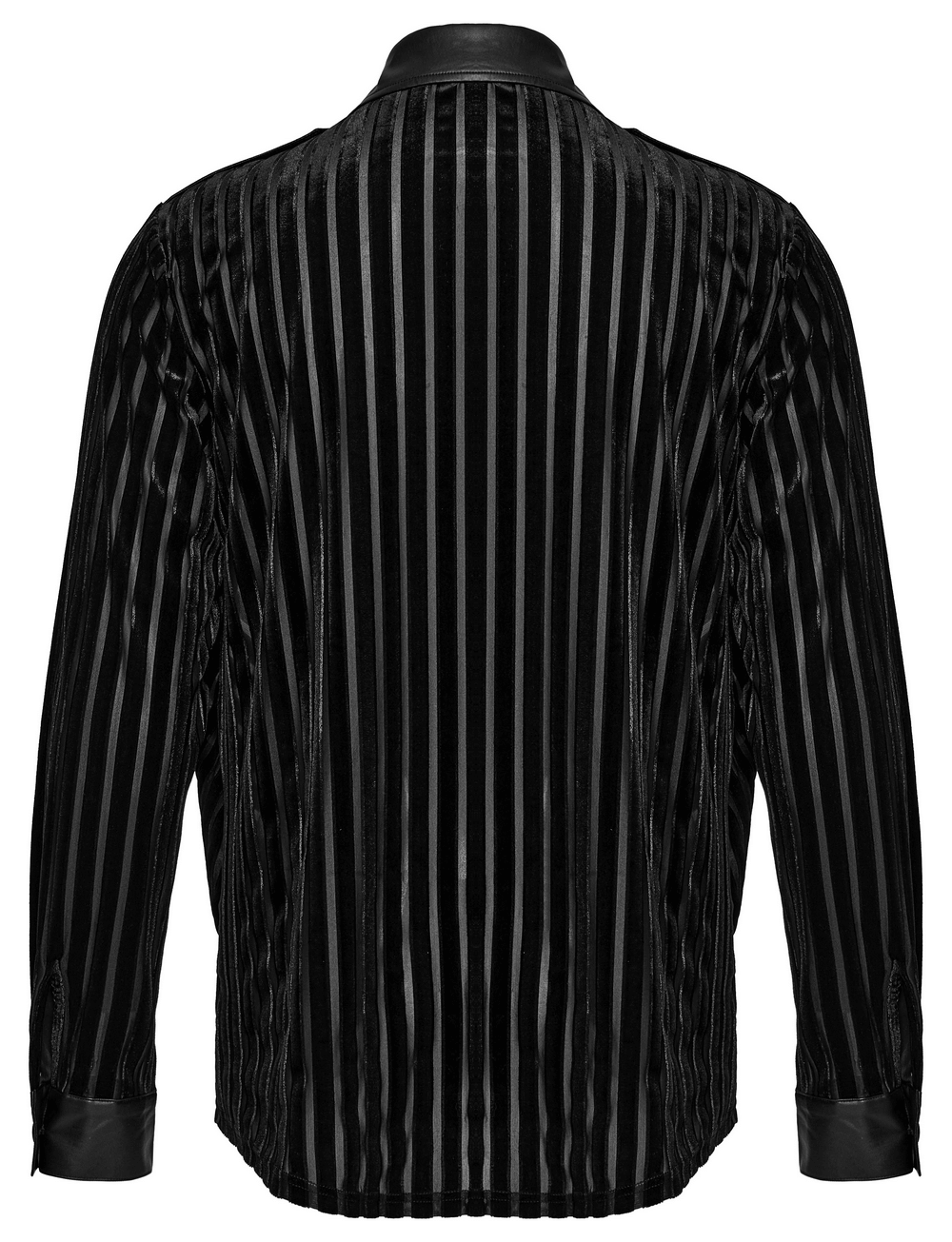Chic Black Tactical Striped Velvet Men's Shirt
