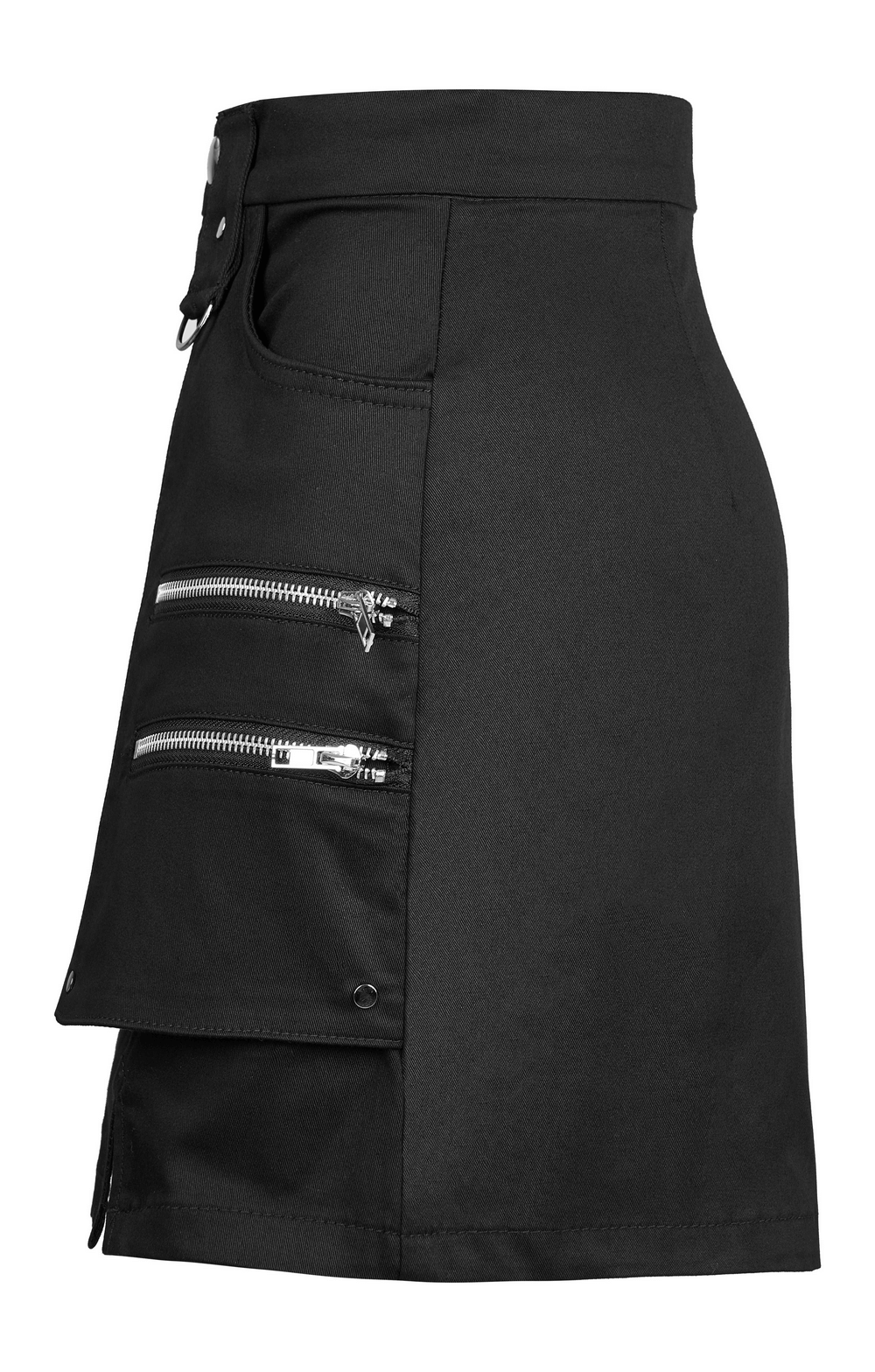 Chic Black Zippered Punk Skirt - Mini A-Line Cut - HARD'N'HEAVY