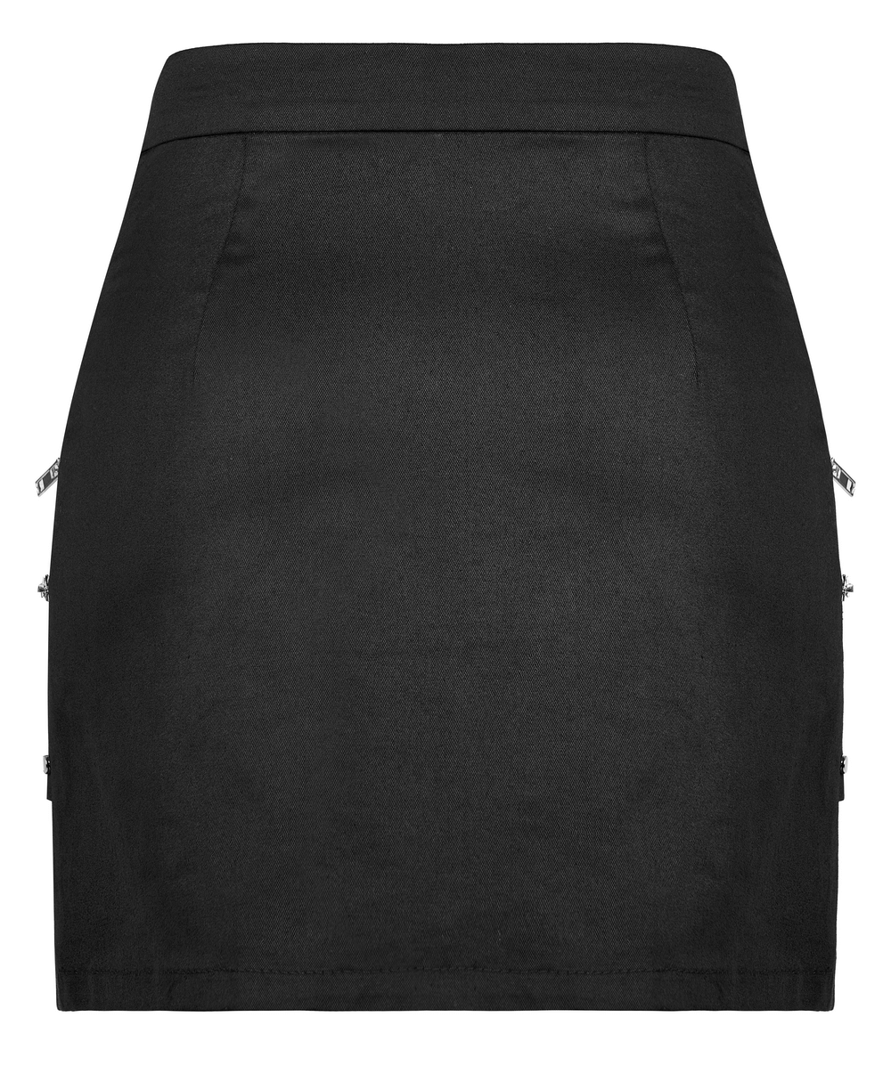 Chic Black Zippered Punk Skirt - Mini A-Line Cut - HARD'N'HEAVY