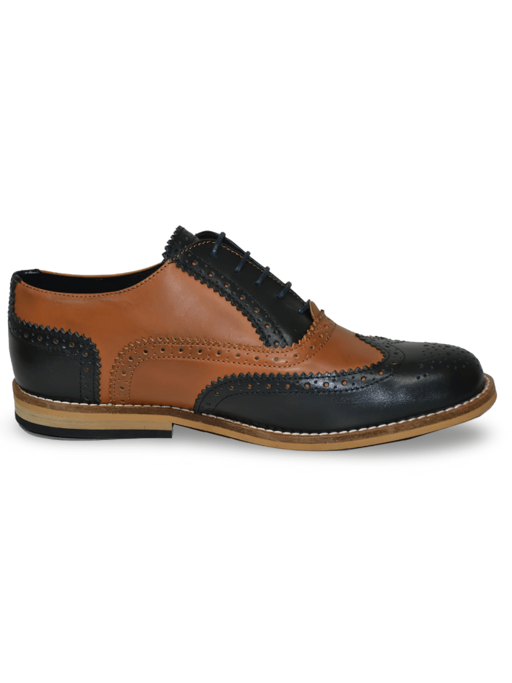 Chic Brown And Black Grained Leather Oxford Shoes for Men