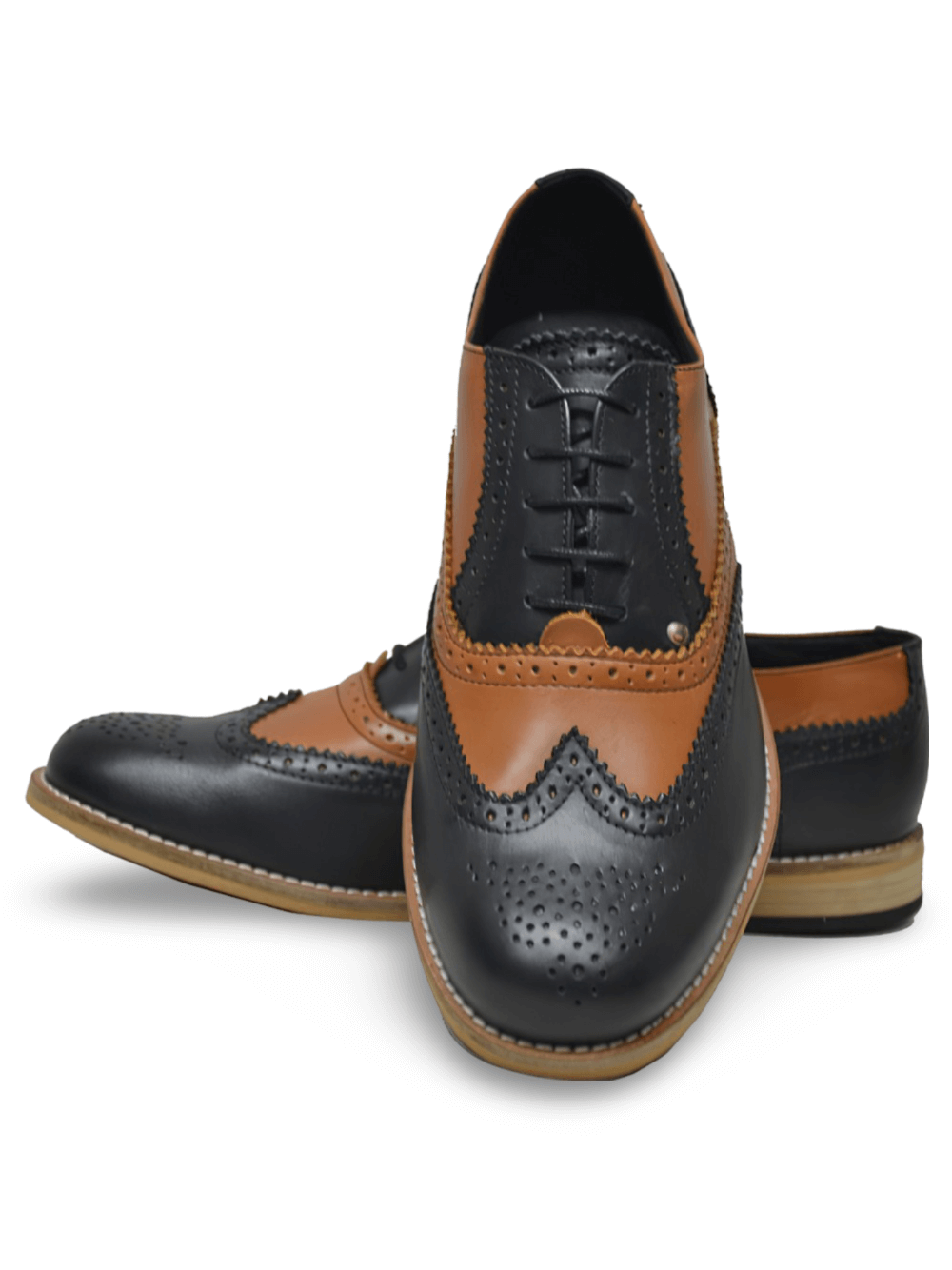 Chic Brown And Black Grained Leather Oxford Shoes for Men