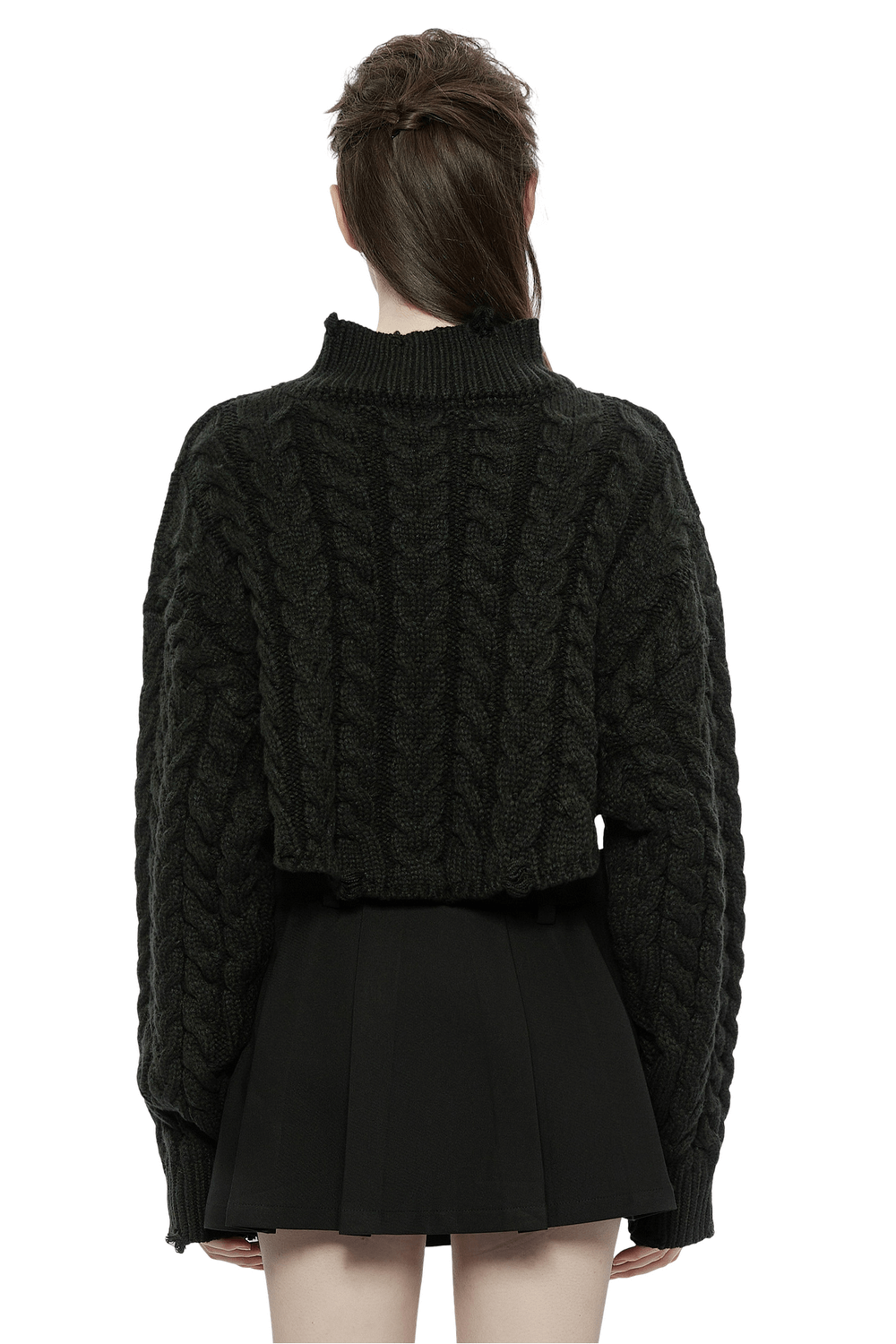 Chic Cropped Knit Turtleneck Sweater for Women