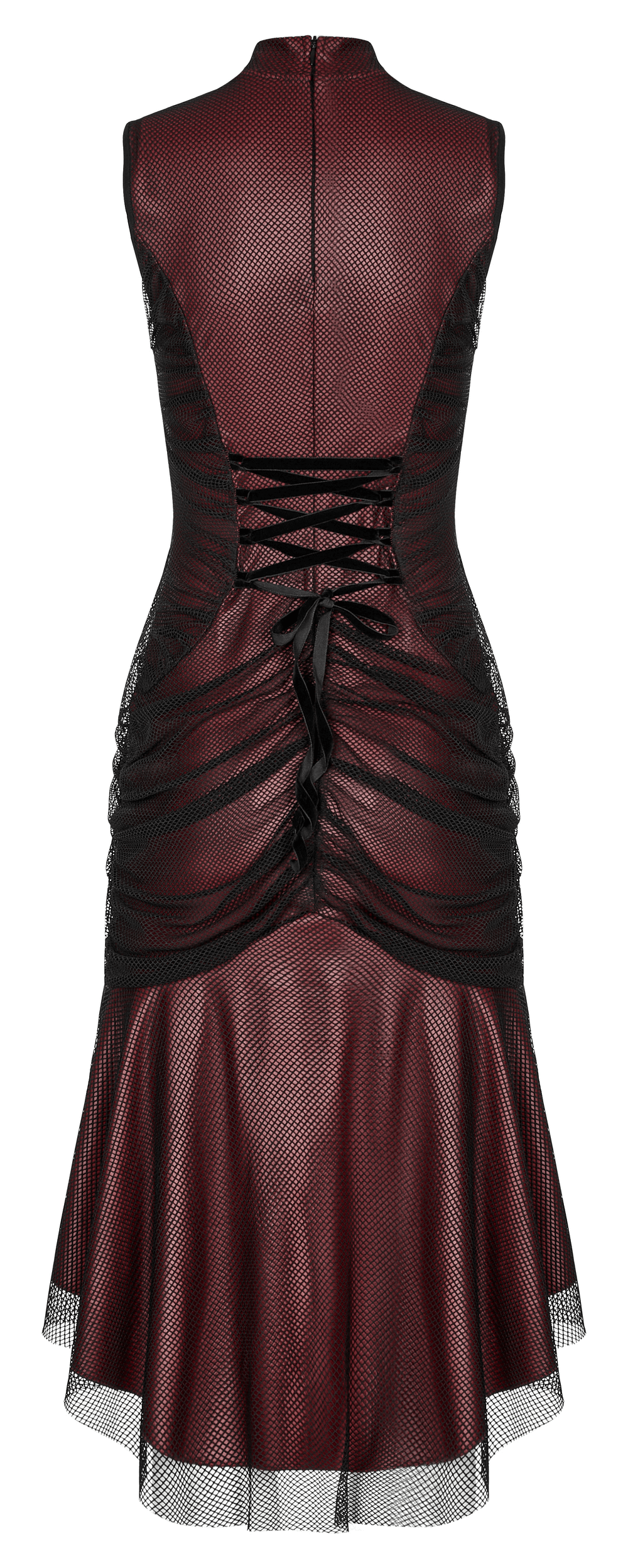 Chic Elastic Gothic Fishtail Dress with Mesh Overlay - HARD'N'HEAVY