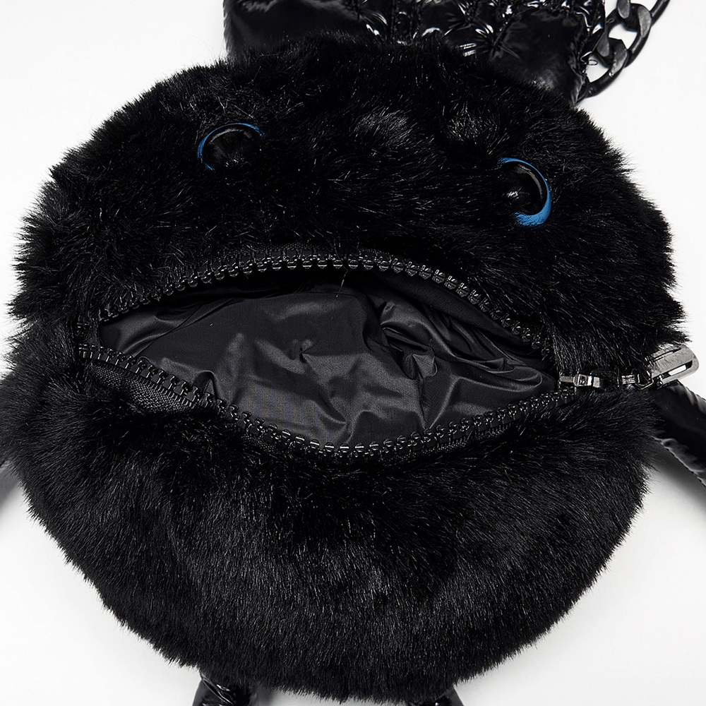 Chic Faux Fur Devil Shape Little Bag with Chain Strap - HARD'N'HEAVY