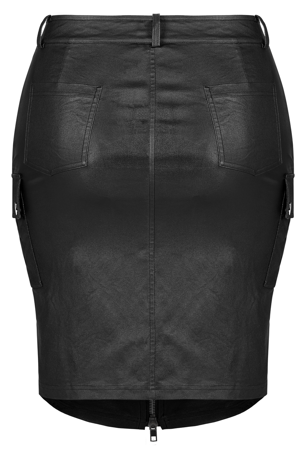 Chic Faux Leather Zippered Rivet Detail Skirt - HARD'N'HEAVY