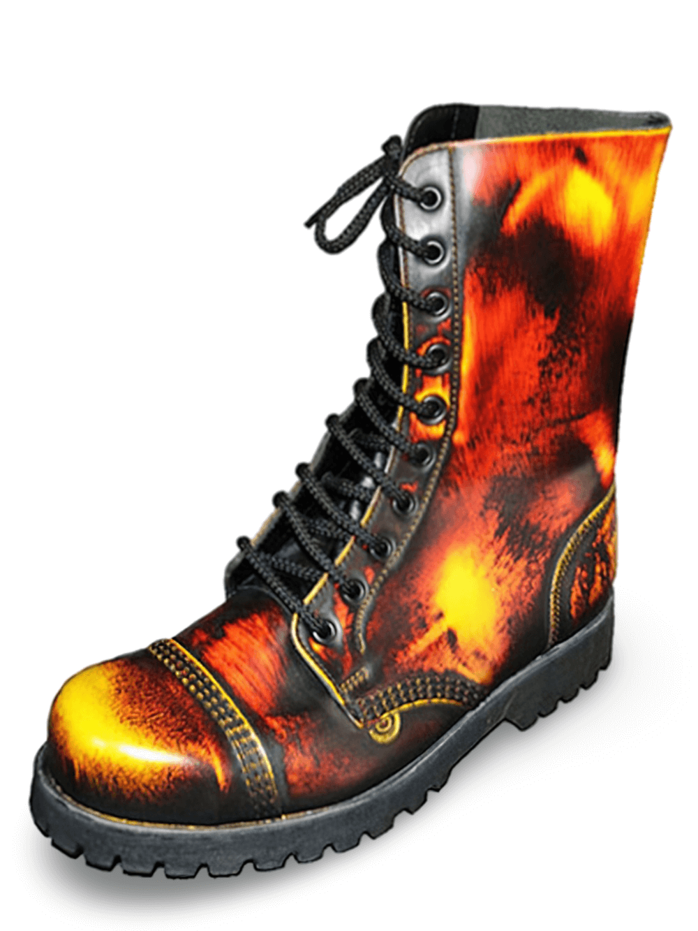 Chic Fiery Leather 10-Eyelet Ranger Lace-Up Boots