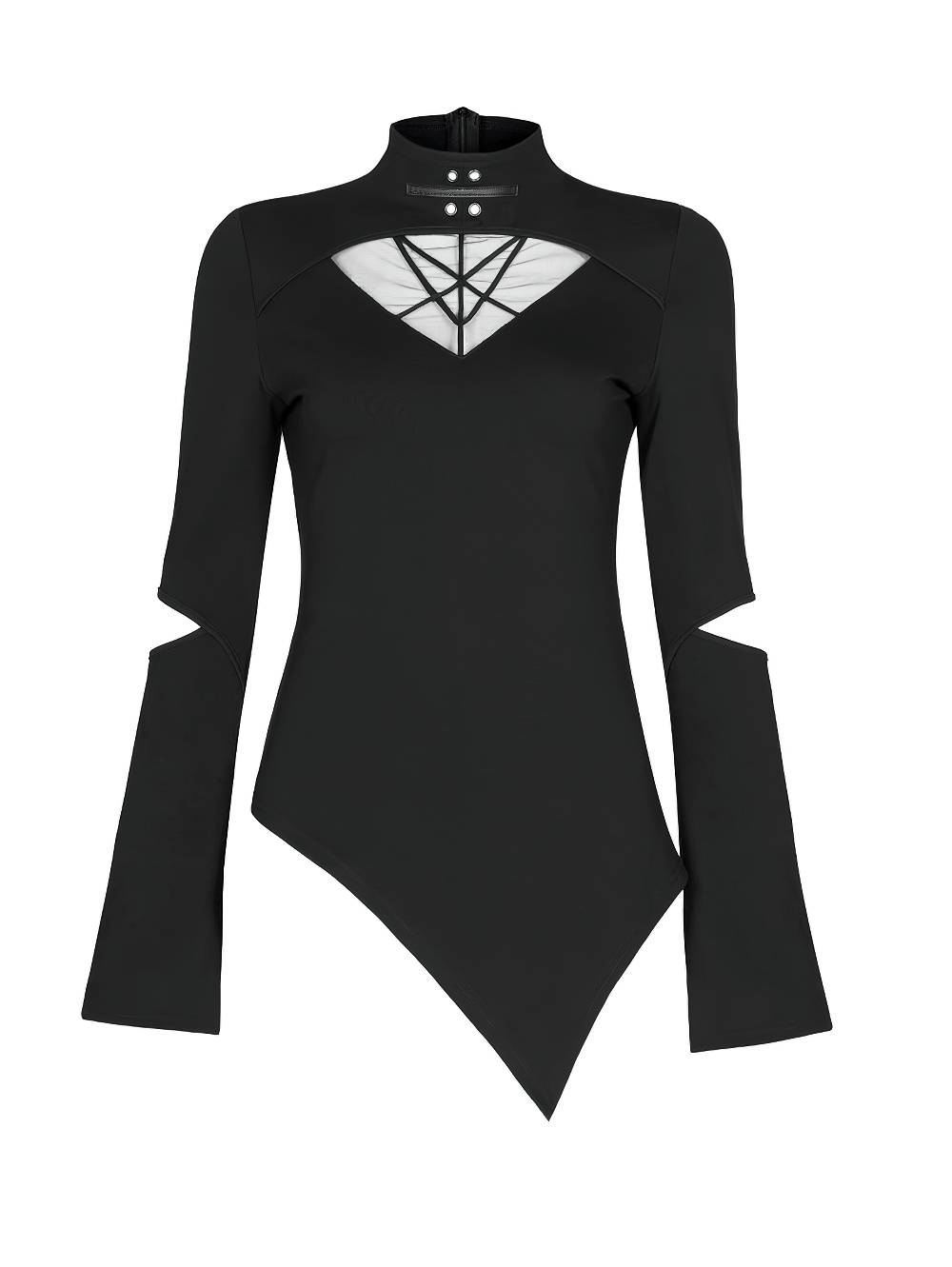 Chic Geometric Mesh Pattern Gothic Long Sleeves Top - HARD'N'HEAVY