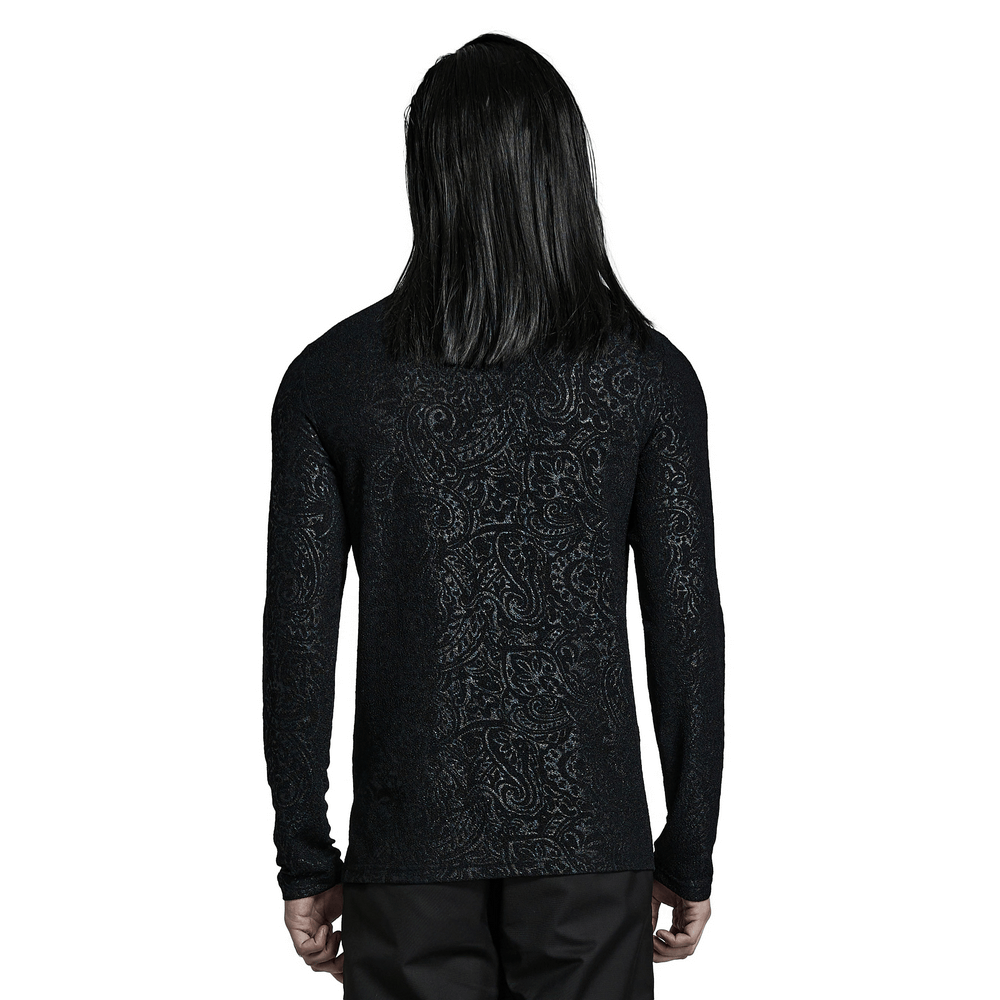 Chic Goth Daily Top in black, showcasing detailed back design and mock turtleneck for stylish gothic wear.