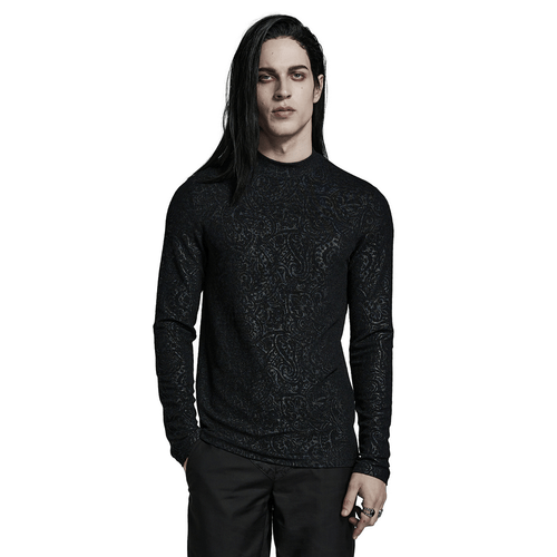 Schickes Gothic-Damenoberteil mit Stretch-Jersey und angedeutetem Rollkragenpullover