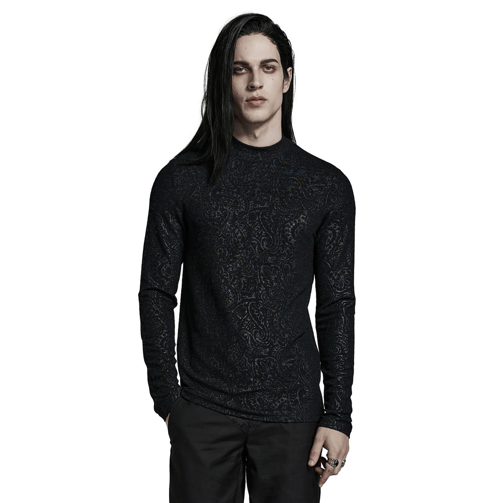 Chic Goth Daily Top with Stretch Jersey And Mock Turtleneck - HARD'N'HEAVY