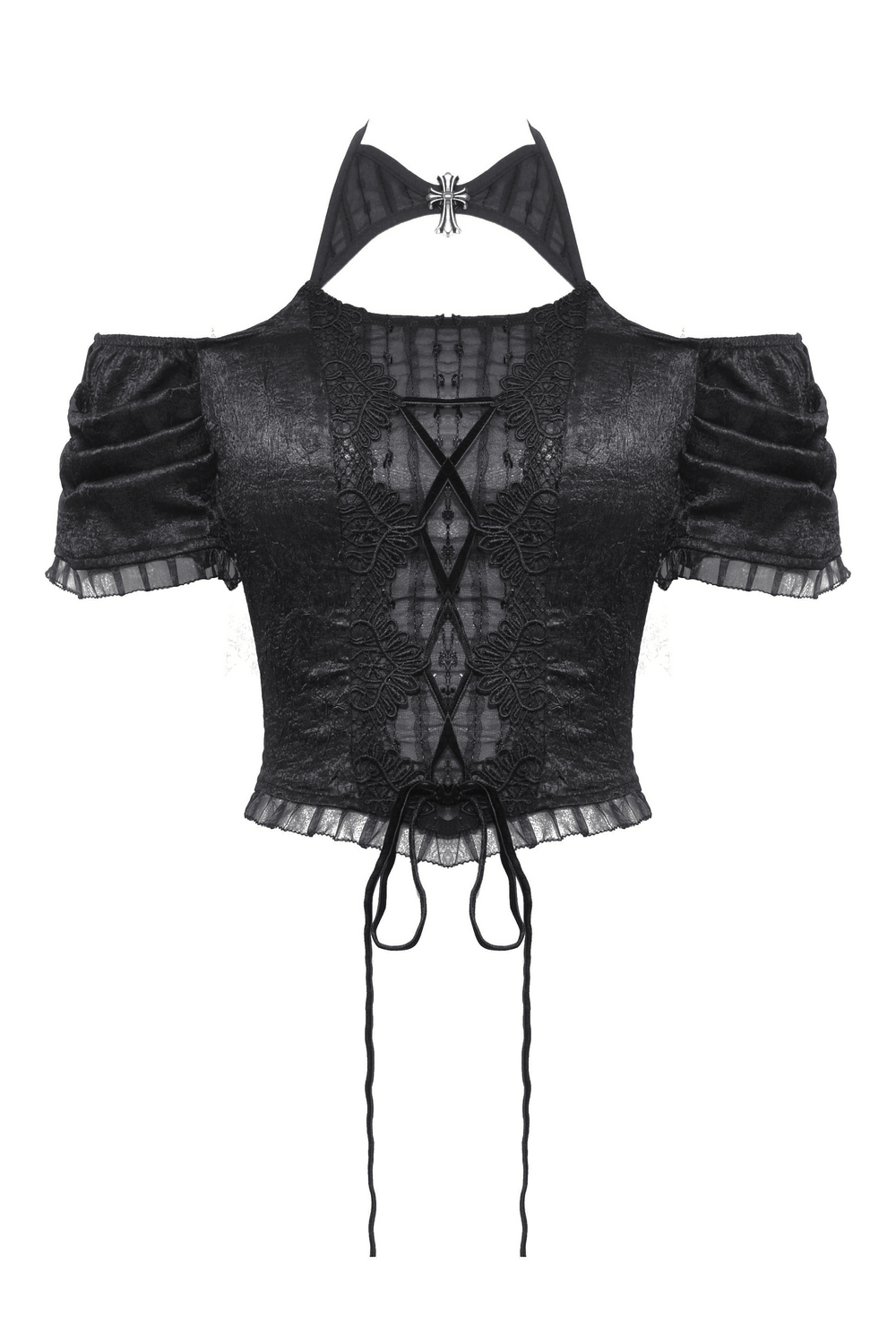Chic Gothic Black Off-the-Shoulder Top with Lace-Up