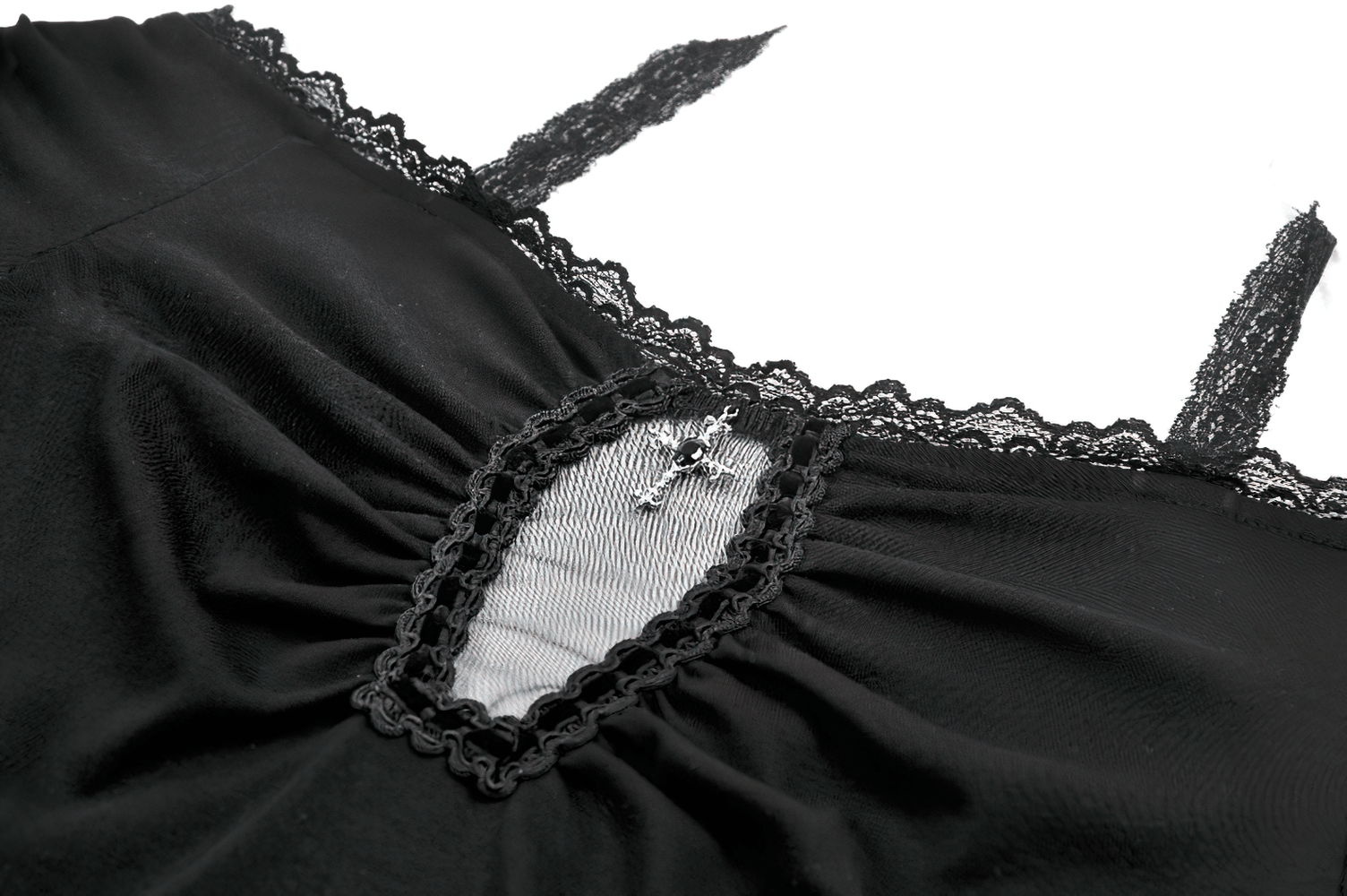 Chic Gothic Lace Halter Off Shoulder Crop Top with Charm featuring intricate lace detail and a keyhole back.