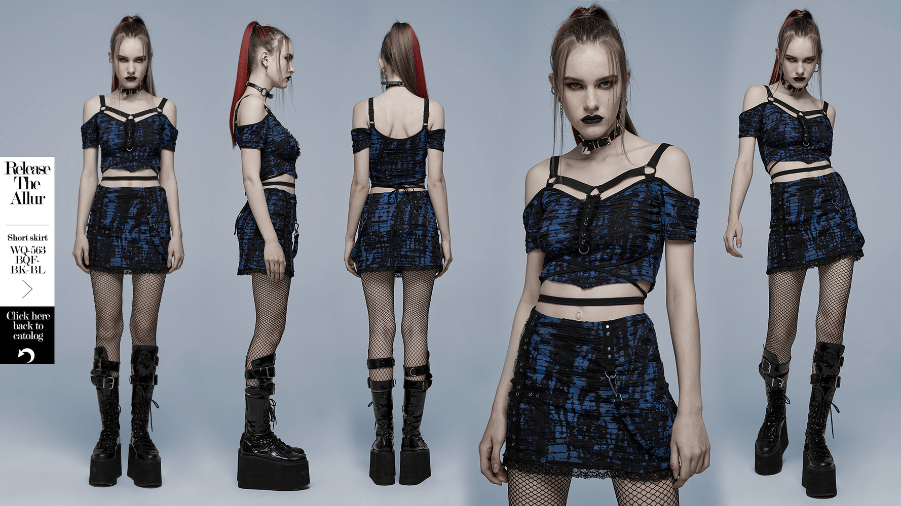 Chic Gothic Suspender Knit Crop Tee With Tie-Waist Rope - HARD'N'HEAVY