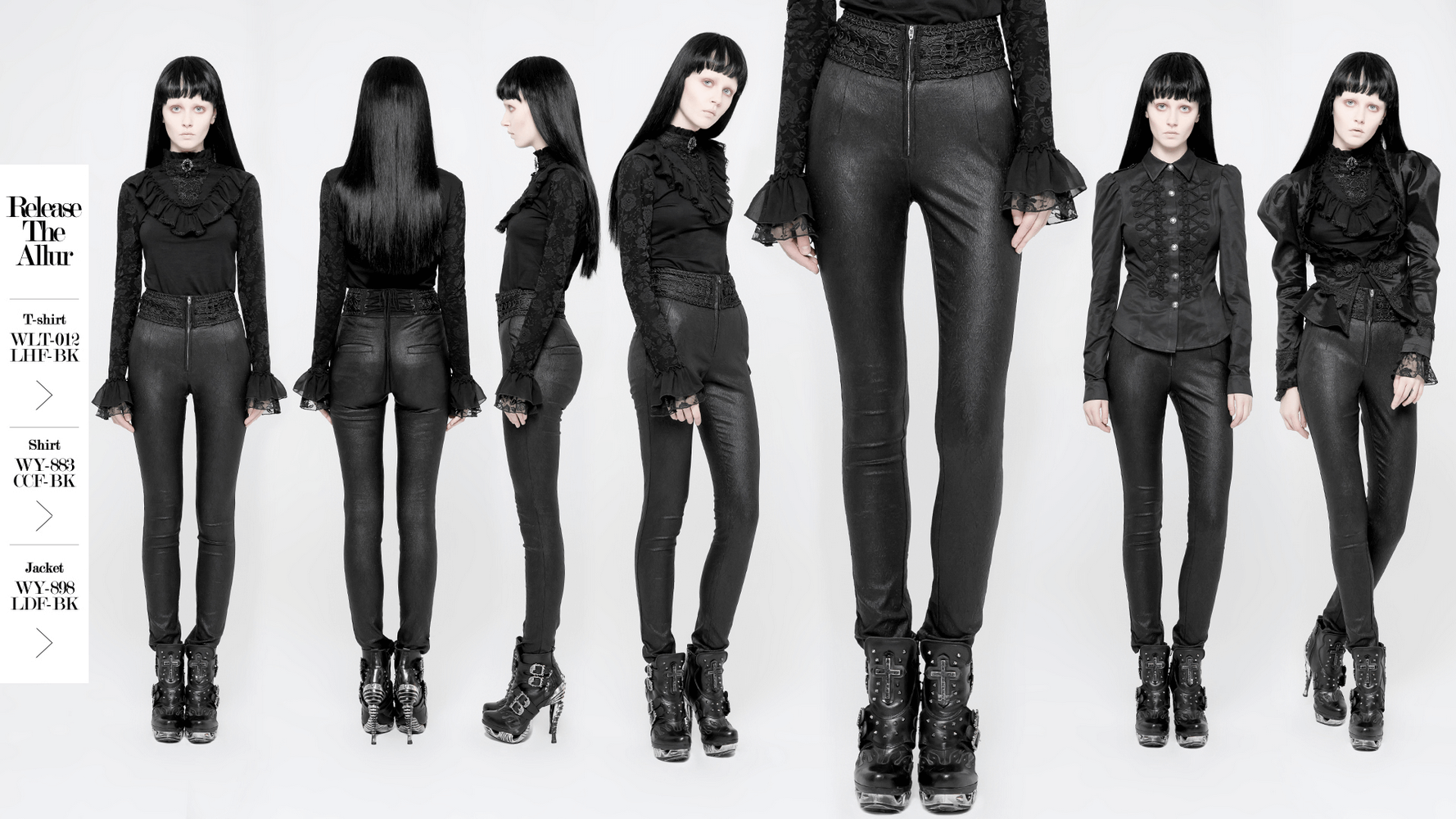 Chic Gothic Womens High Waist Jacquard Skinny Pants