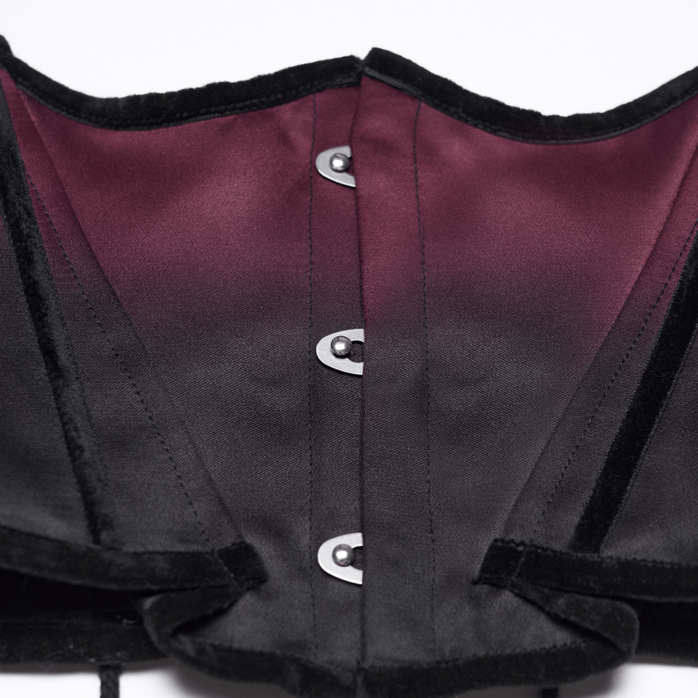 Chic Gradient Bat Wing Underbust Corset for Women showing a black to plum gradient fabric with contoured design and fastenings.