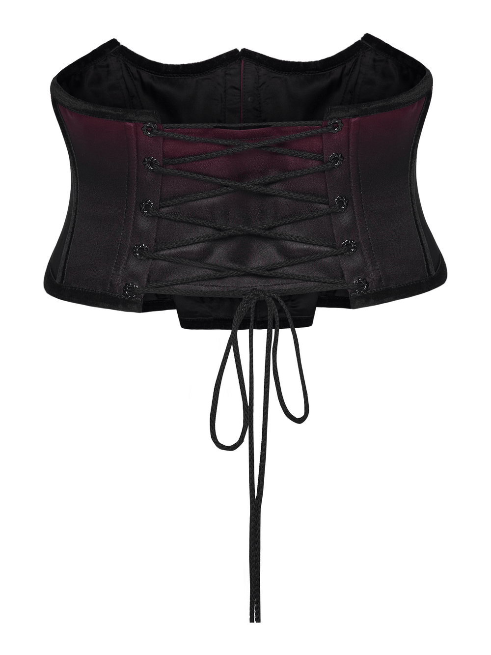 Chic Gradient Bat Wing Underbust Corset for Women featuring black to plum gradient and lace-up back.