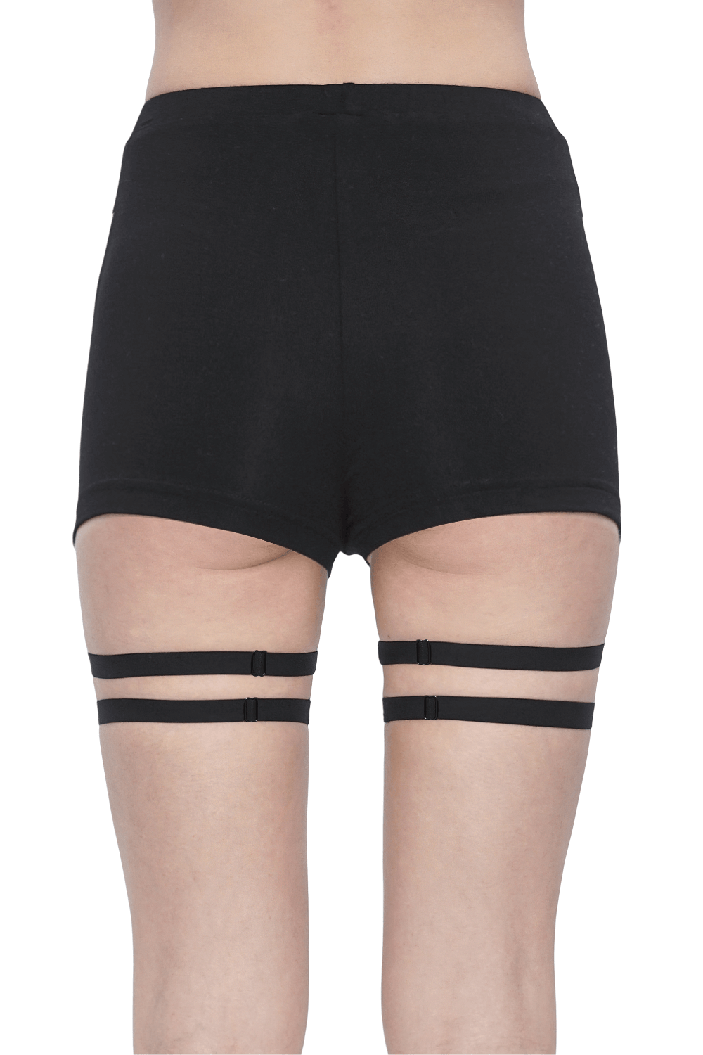 Chic High-Waisted Garter Shorts with Rivets for Women