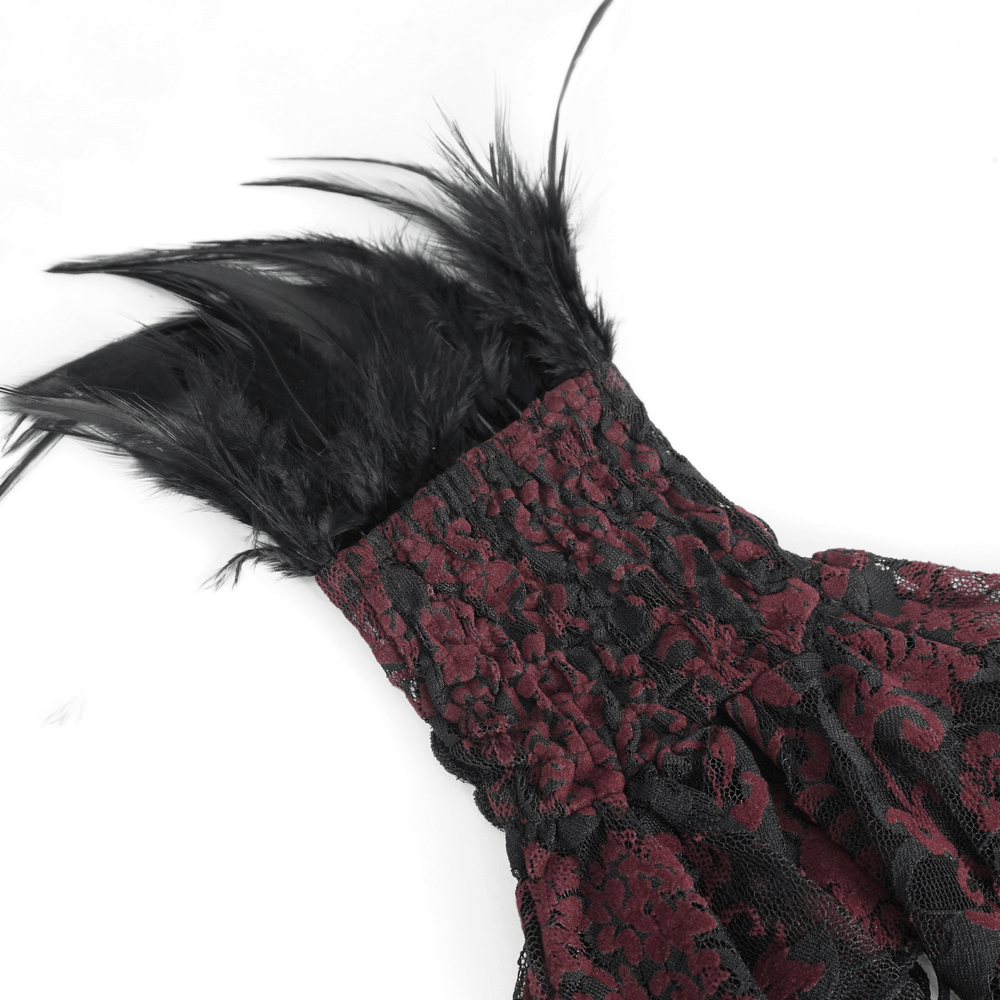 Chic Lace and Feather Evening Gloves for Women