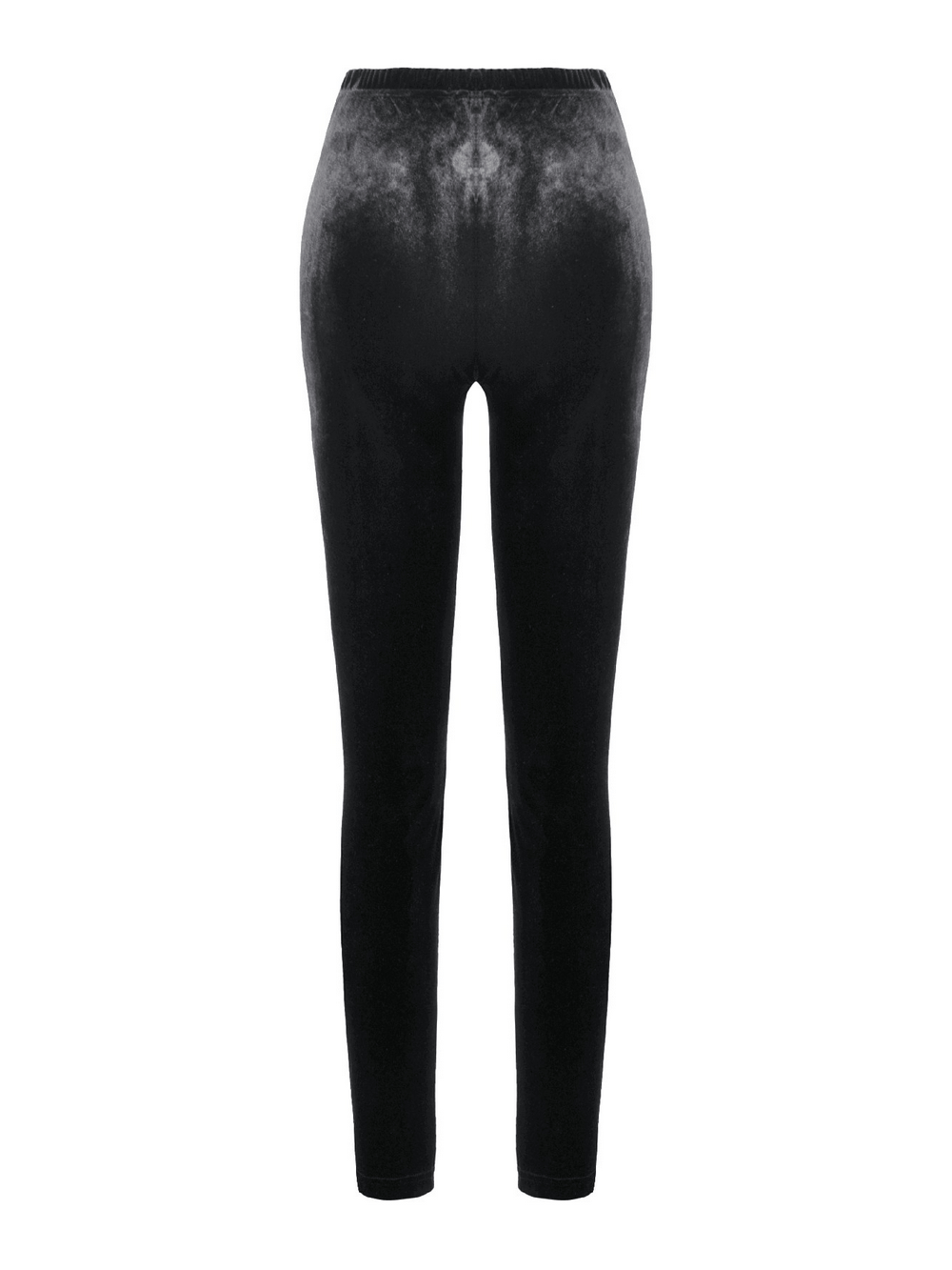 Chic Lace Mesh Panel Leggings with Floral Embroidery in black, showcasing a sleek back view with elastic waistband.